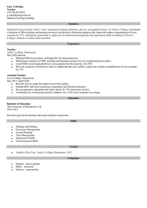 europass cv format alternative