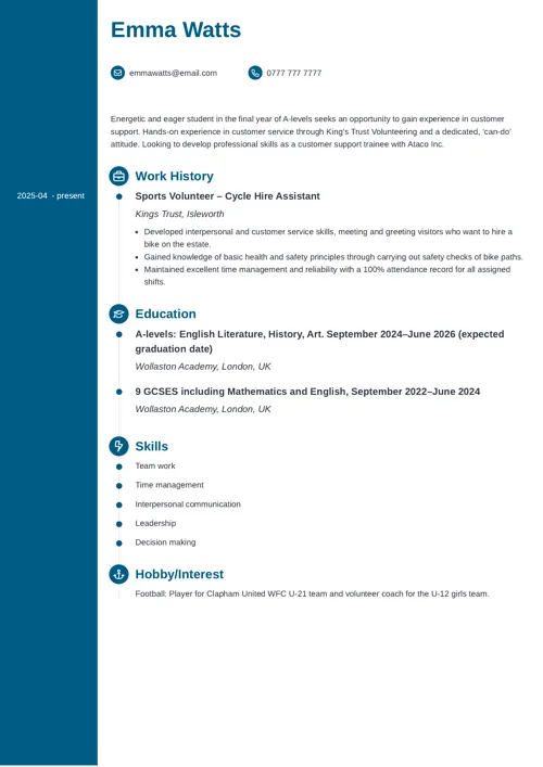 School Leaver CV