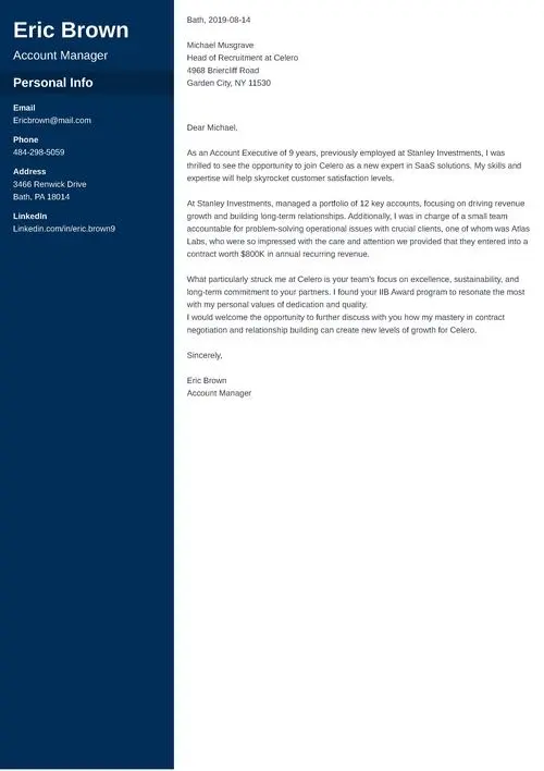 Account Executive Cover Letter Example & Expert Tips