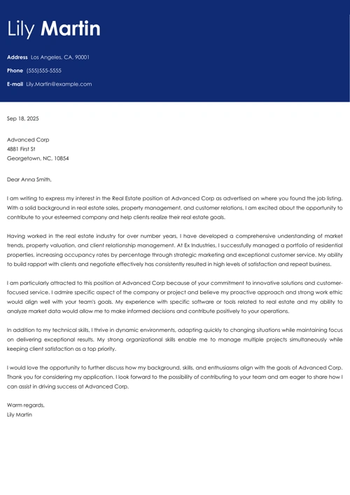 Real Estate Agent Cover Letter Example (+ Tips)