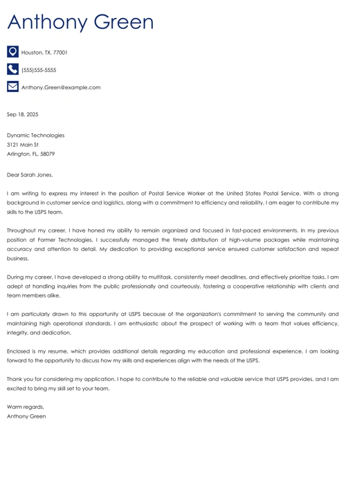 Latter Match Example Cover Letter for Post Office Jobs: Examples & Writing Tips